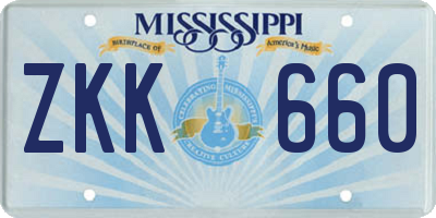 MS license plate ZKK660
