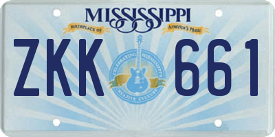 MS license plate ZKK661