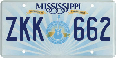 MS license plate ZKK662