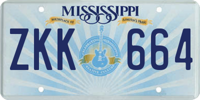MS license plate ZKK664