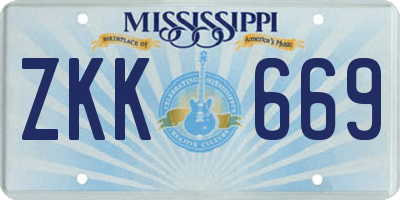 MS license plate ZKK669