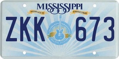MS license plate ZKK673
