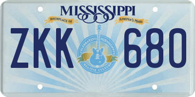 MS license plate ZKK680