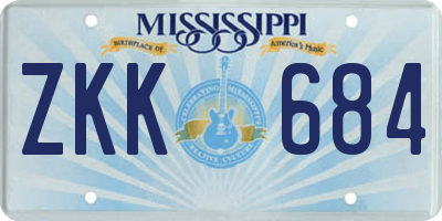 MS license plate ZKK684
