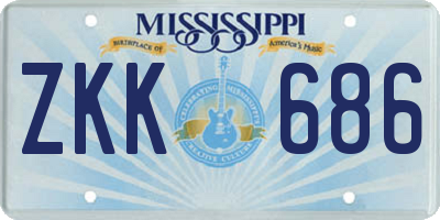 MS license plate ZKK686
