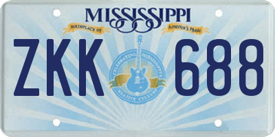 MS license plate ZKK688