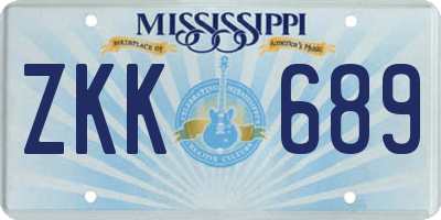 MS license plate ZKK689
