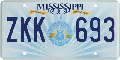 MS license plate ZKK693
