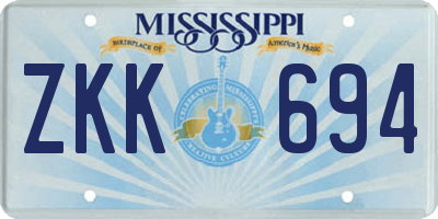 MS license plate ZKK694