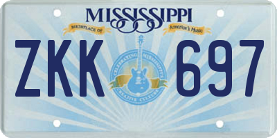 MS license plate ZKK697