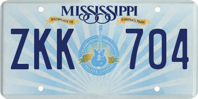 MS license plate ZKK704