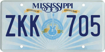 MS license plate ZKK705