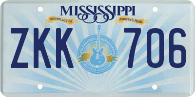 MS license plate ZKK706