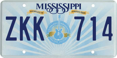 MS license plate ZKK714