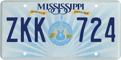 MS license plate ZKK724