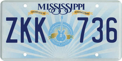 MS license plate ZKK736