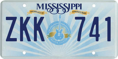 MS license plate ZKK741