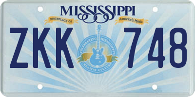 MS license plate ZKK748