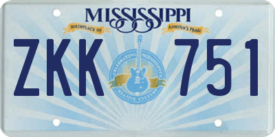 MS license plate ZKK751