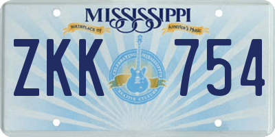 MS license plate ZKK754