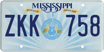 MS license plate ZKK758