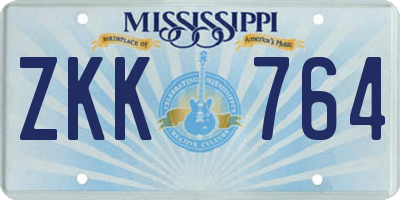 MS license plate ZKK764