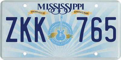 MS license plate ZKK765