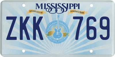 MS license plate ZKK769