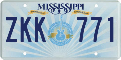 MS license plate ZKK771