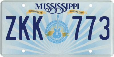 MS license plate ZKK773