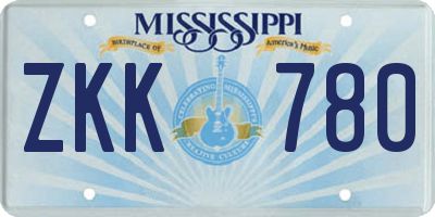 MS license plate ZKK780