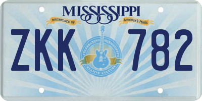 MS license plate ZKK782