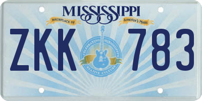 MS license plate ZKK783