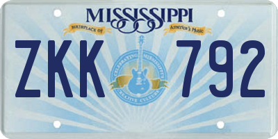 MS license plate ZKK792