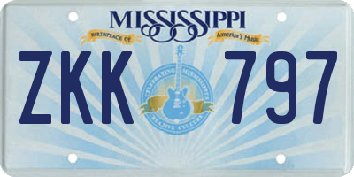 MS license plate ZKK797