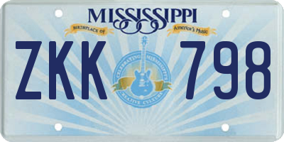 MS license plate ZKK798