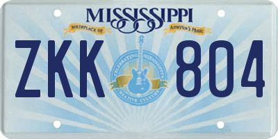 MS license plate ZKK804