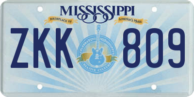 MS license plate ZKK809