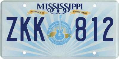 MS license plate ZKK812