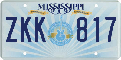 MS license plate ZKK817