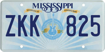 MS license plate ZKK825