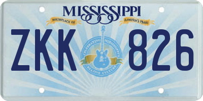 MS license plate ZKK826