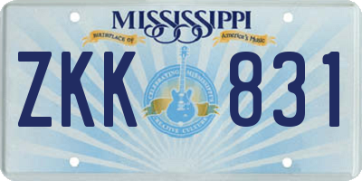 MS license plate ZKK831