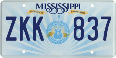 MS license plate ZKK837
