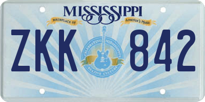 MS license plate ZKK842