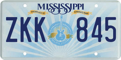 MS license plate ZKK845