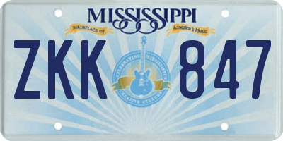 MS license plate ZKK847