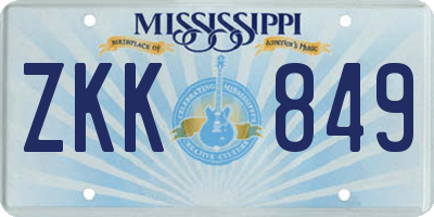 MS license plate ZKK849