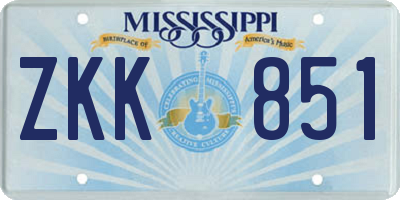 MS license plate ZKK851