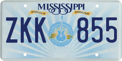 MS license plate ZKK855